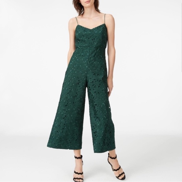 Club Monaco Pants - Club Monaco Samsarah lace jumpsuit 8 eucalyptus green cropped wide leg ASO